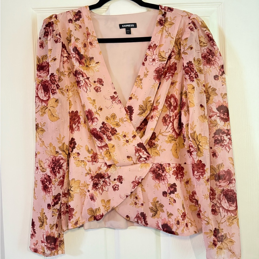 Express Pink Floral Blouse
